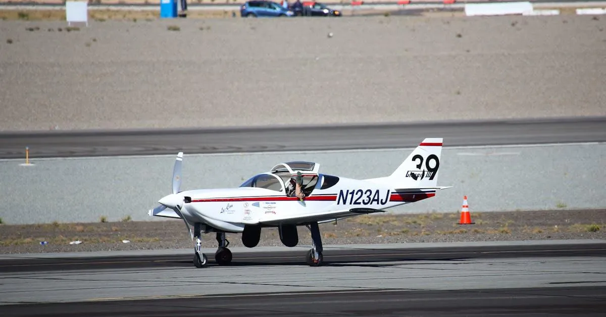 A small aircraft prepares for takeoff at the Reno Air Race in Nevada.