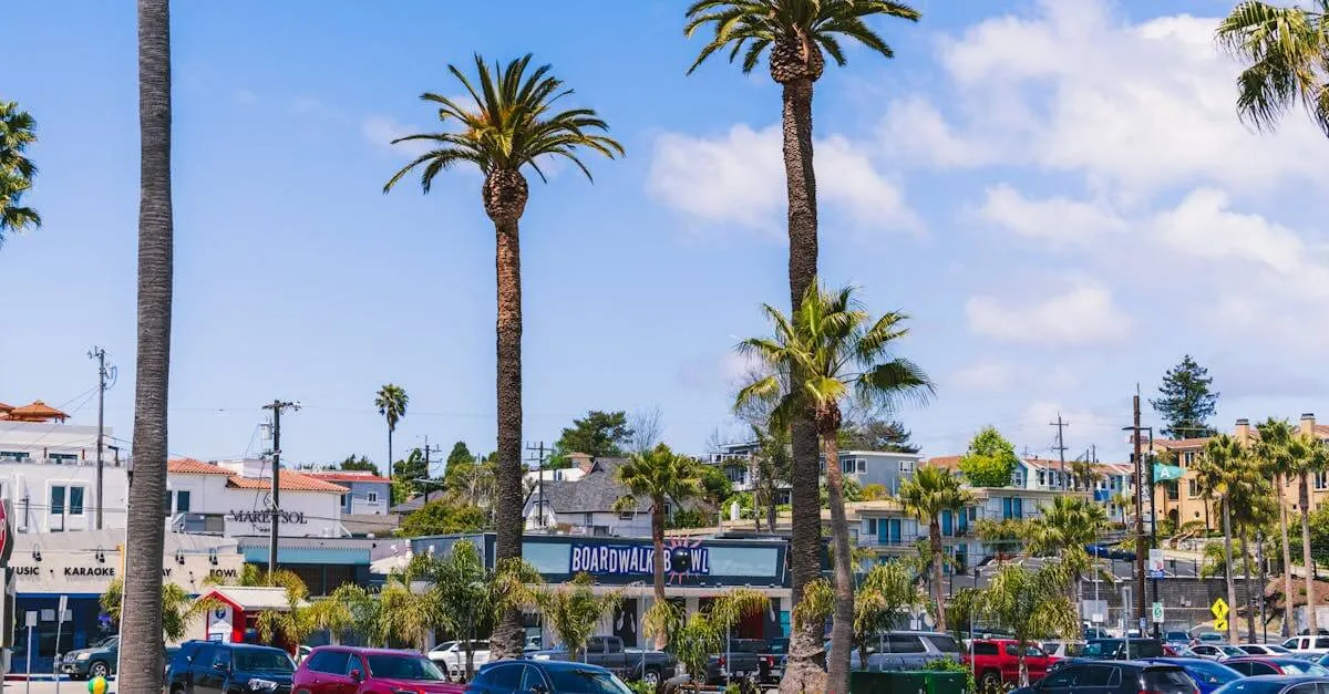 Experience the lively atmosphere of Santa Cruz Beach Boardwalk on a sunny day.
