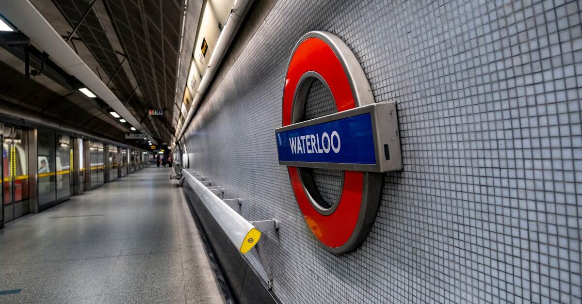 Waterloo Underground Station in England featuring the iconic tube sign.