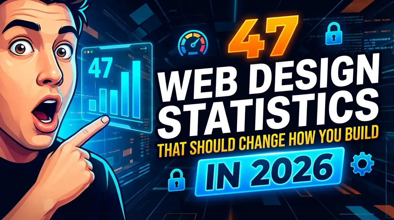 The latest web design statistics for 2026, compiled from dozens of industry sources. First impressions, page speed, mobile UX, conversion rates, accessibility, and AI adoption -- every number is sourced and linked.