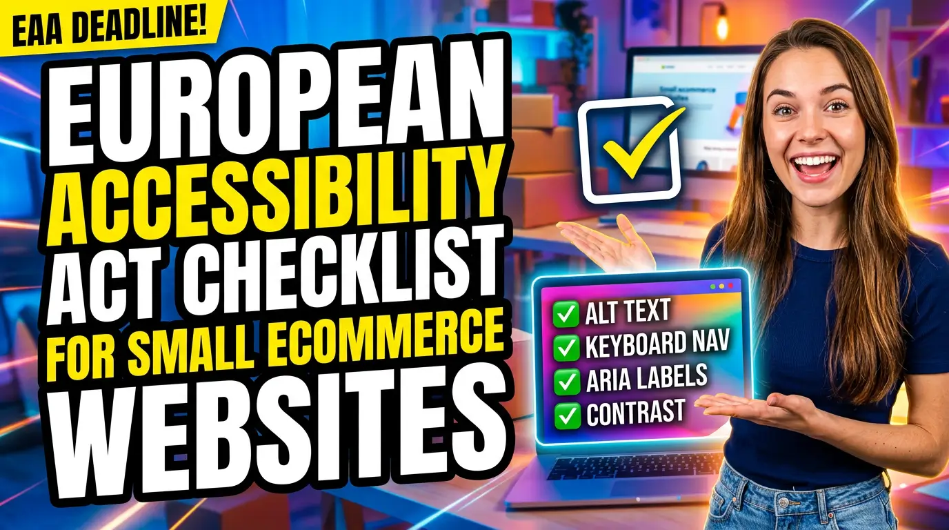 European Accessibility Act ecommerce checklist thumbnail with bold text reading Accessibility Deadline