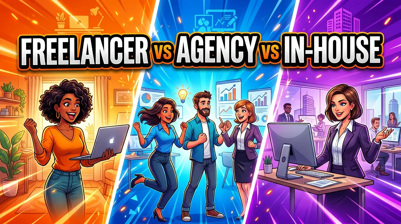 Compare freelancer, agency, and in-house website teams with 2026 cost benchmarks, risk tradeoffs, scoring criteria, and a practical hiring framework.