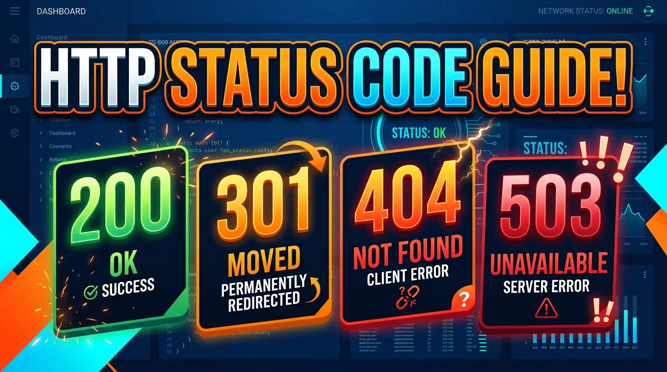 HTTP status code decision guide thumbnail with bold 200 301 404 503 text