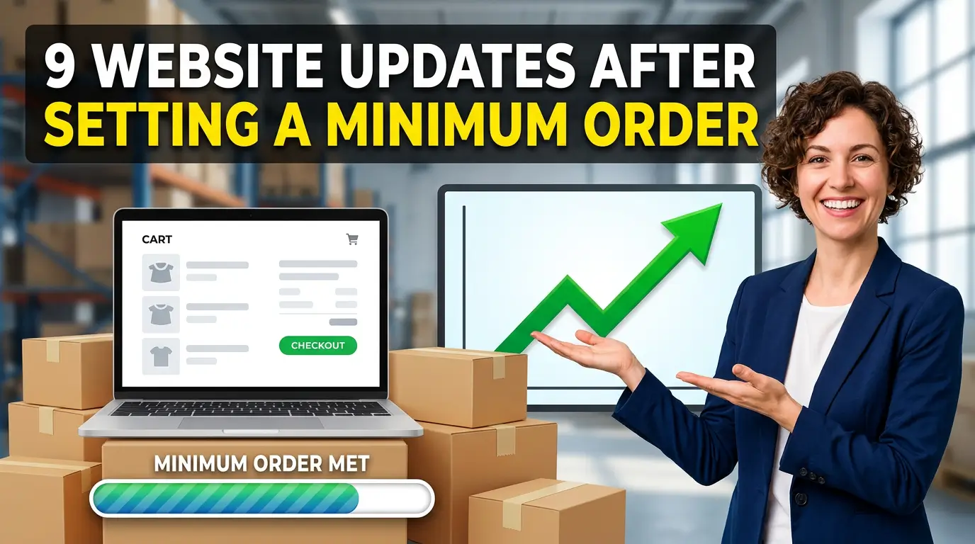 Minimum order website update checklist covering product pages, cart messaging, and checkout rules