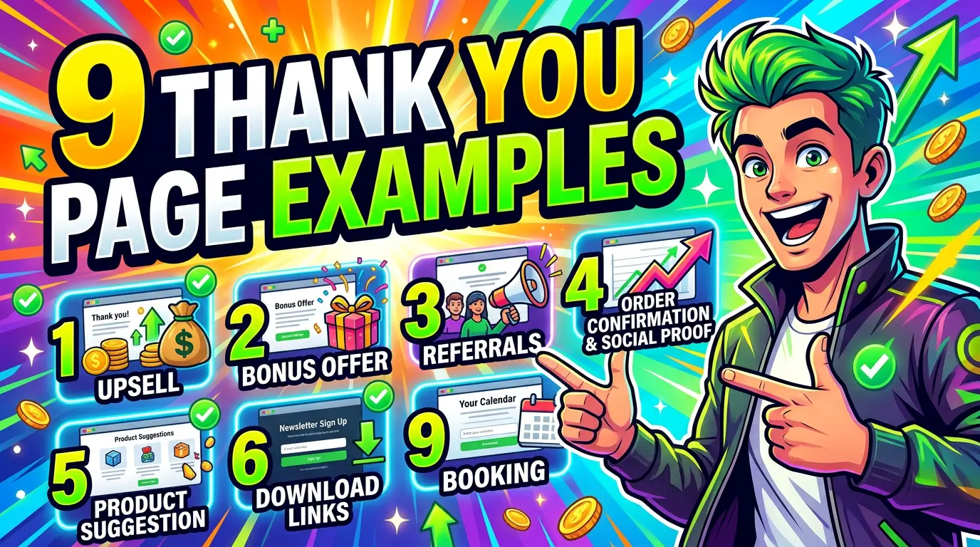 A thank you page should do more than confirm a form fill or purchase. These 9 examples show small businesses how to turn post-conversion traffic into more trust, more engagement, and more sales in 2026.