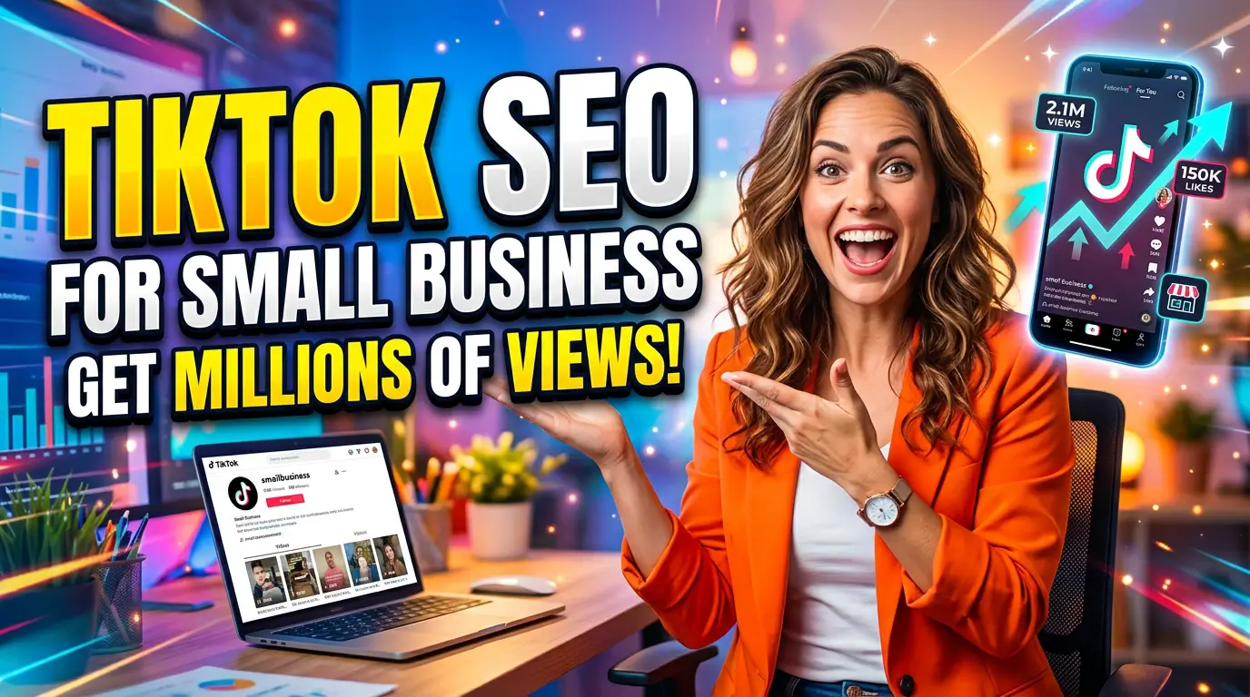 TikTok SEO for small business with searchable video keywords, customer questions, local proof, and website calls to action