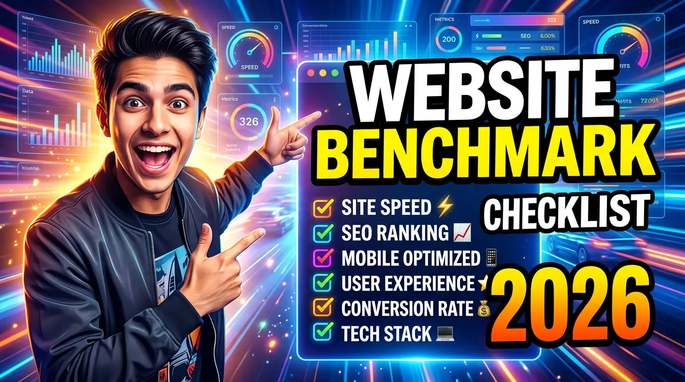 A practical 2026 website benchmark checklist for speed, accessibility, security, SEO, forms, ecommerce, and maintenance, with current data and target numbers.