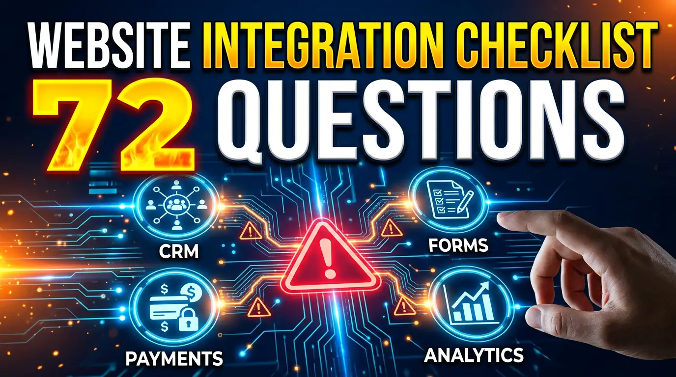A practical website integration checklist for business owners, web teams, and agencies connecting forms, CRMs, payments, analytics, booking tools, and automations.